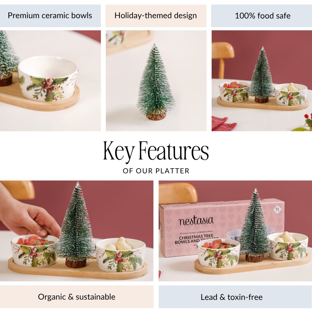 Christmas Pine Tree And Bowl Snack Platter Set Nestasia