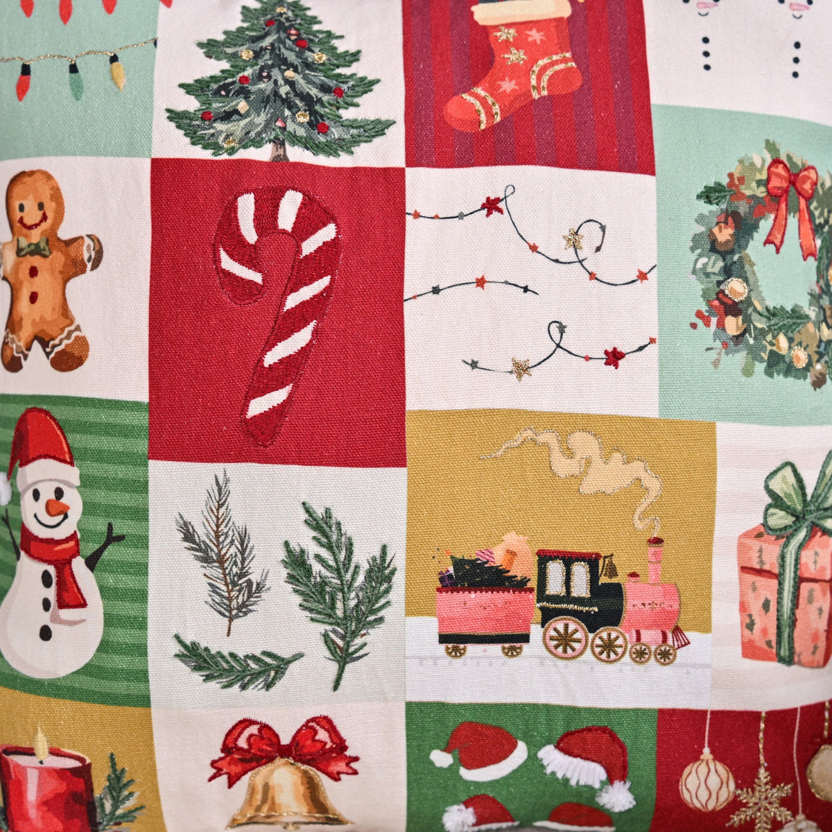 Christmas Chronicles Embroidered Cotton Cushion Cover 40x40cm Nestasia