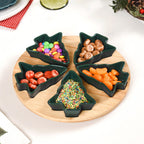 Set Of 5 Tree Snack Bowls With Wooden Rotating Tray 100ml Nestasia