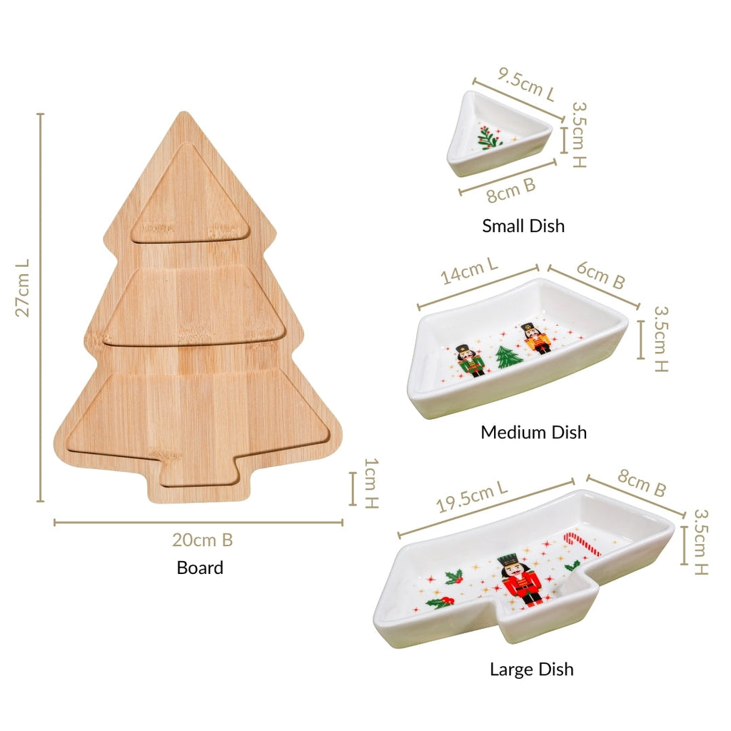 Nutcracker Tree Sectioned Platter Set Of 4 Nestasia