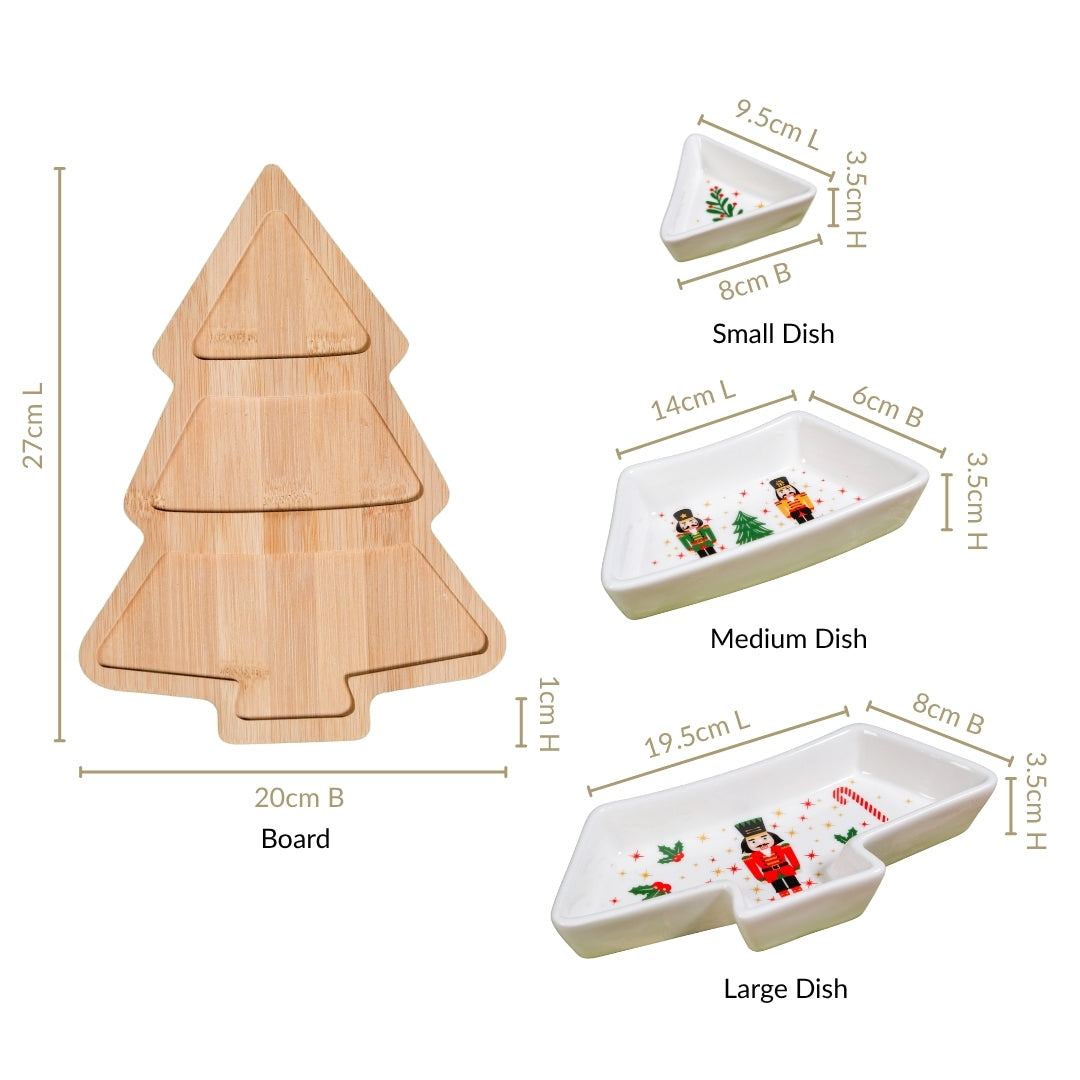 Nutcracker Tree Sectioned Platter Set Of 4 Nestasia