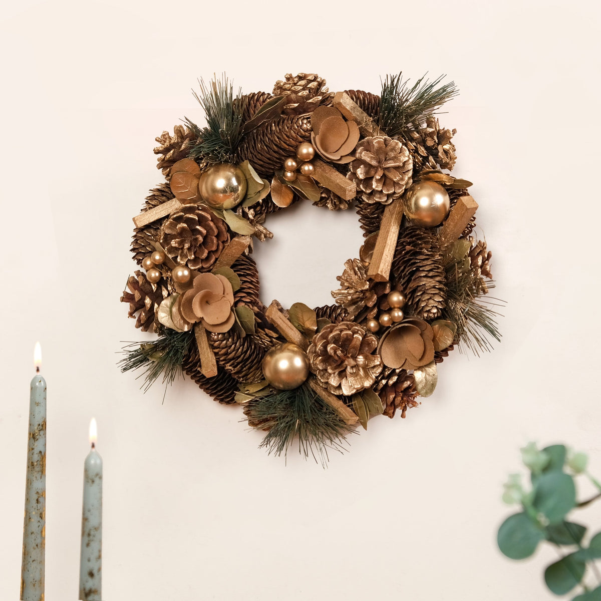 Golden Forest Sustainable Decorative Wreath Nestasia