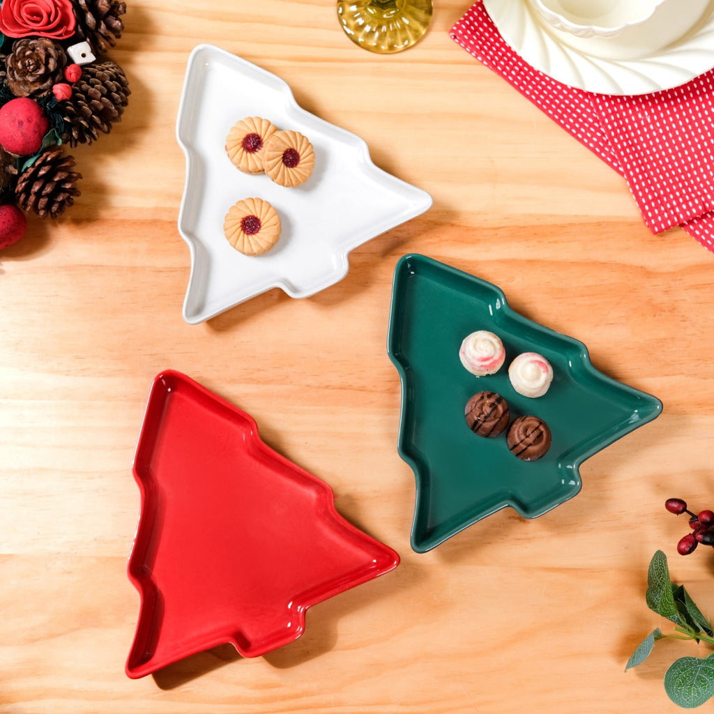 Christmas Tree Snack Plates Set Of 3 Nestasia