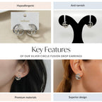 Silver Circle Fusion Drop Earrings Nestasia