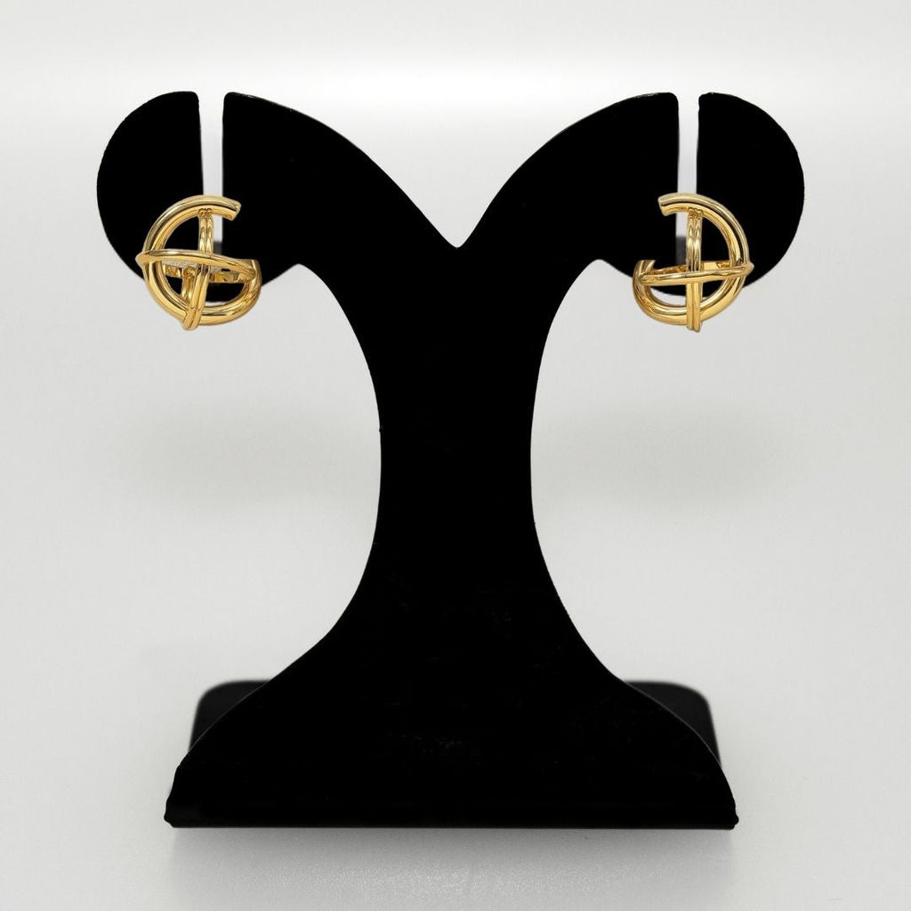 Gold Circle Fusion Drop Earrings Nestasia