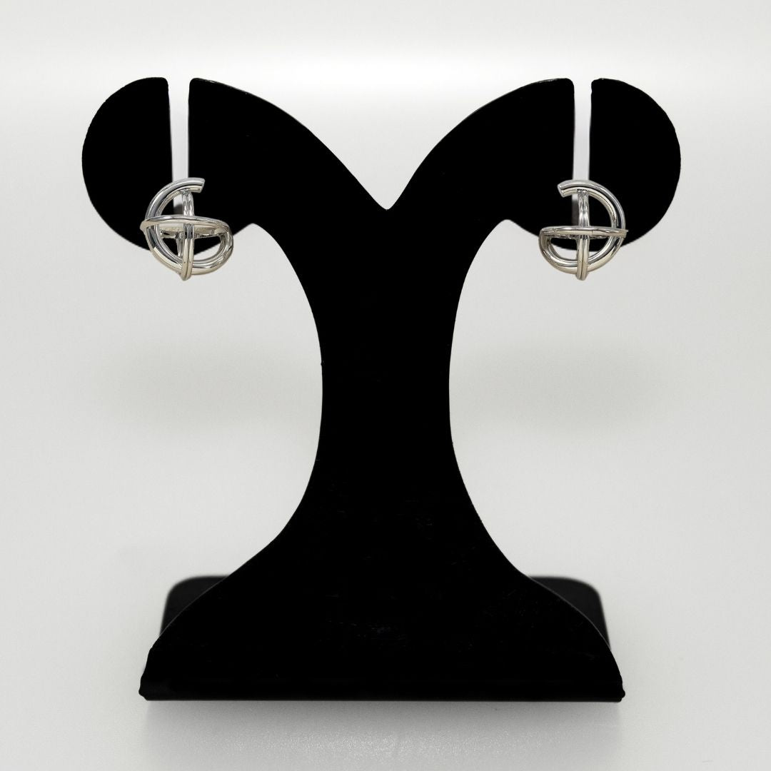 Silver Circle Fusion Drop Earrings Nestasia