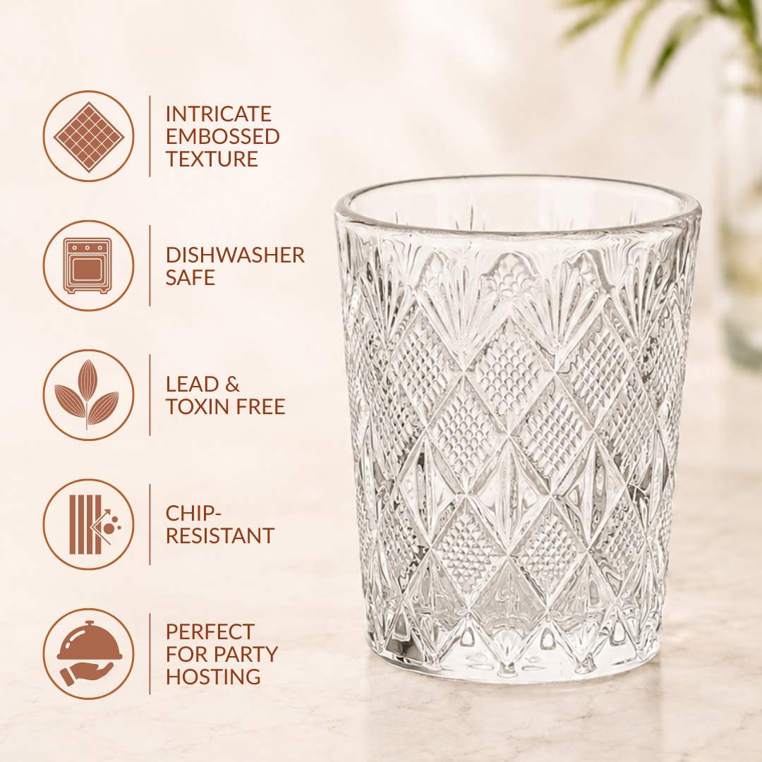 Classic Cut Embossed Shot Glass Set Of 12 55ml Nestasia