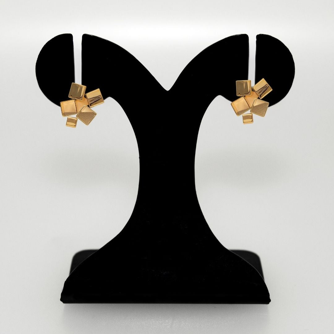 Clustered Prism Studs Gold Nestasia