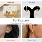 Clustered Prism Studs Gold Nestasia
