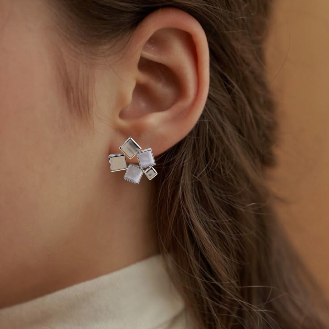 Clustered Prism Studs Silver Nestasia