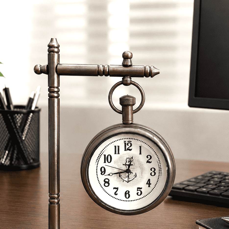 Brass Hanging Table Clock with Stand (5.5 Inch) Vedansh Craft