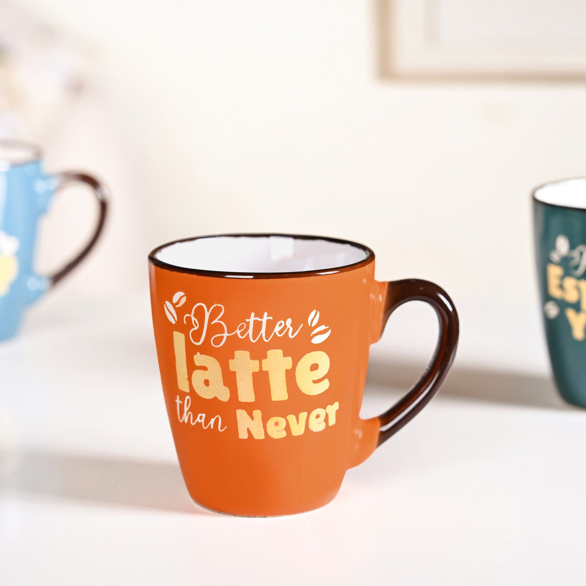 Coffee Quotes Ceramic Mug Set Of 4 210ml Nestasia
