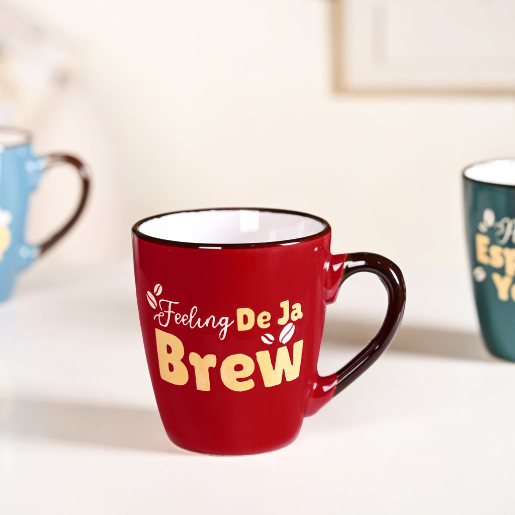 Coffee Quotes Ceramic Mug Set Of 4 210ml Nestasia