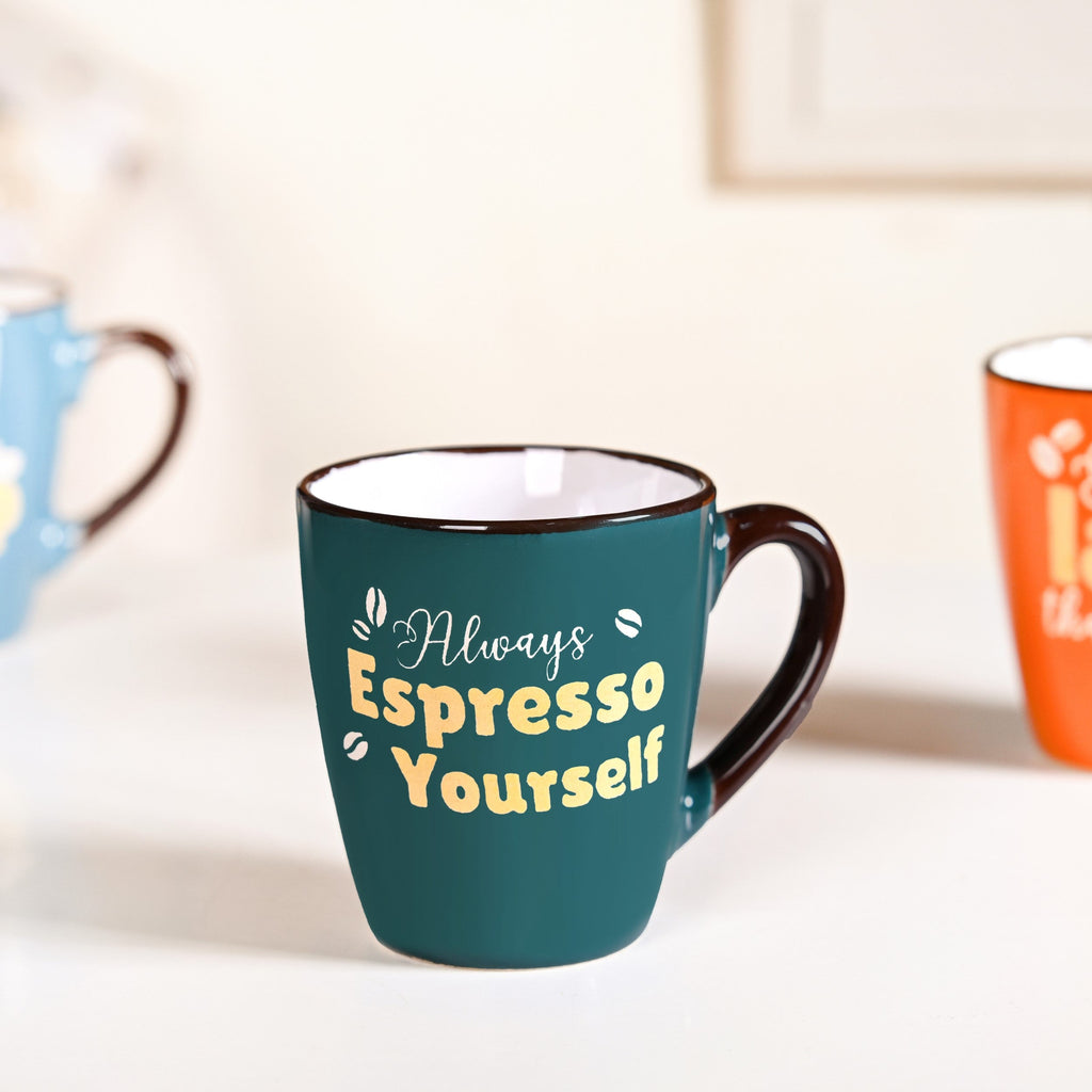 Coffee Quotes Ceramic Mug Set Of 4 210ml Nestasia
