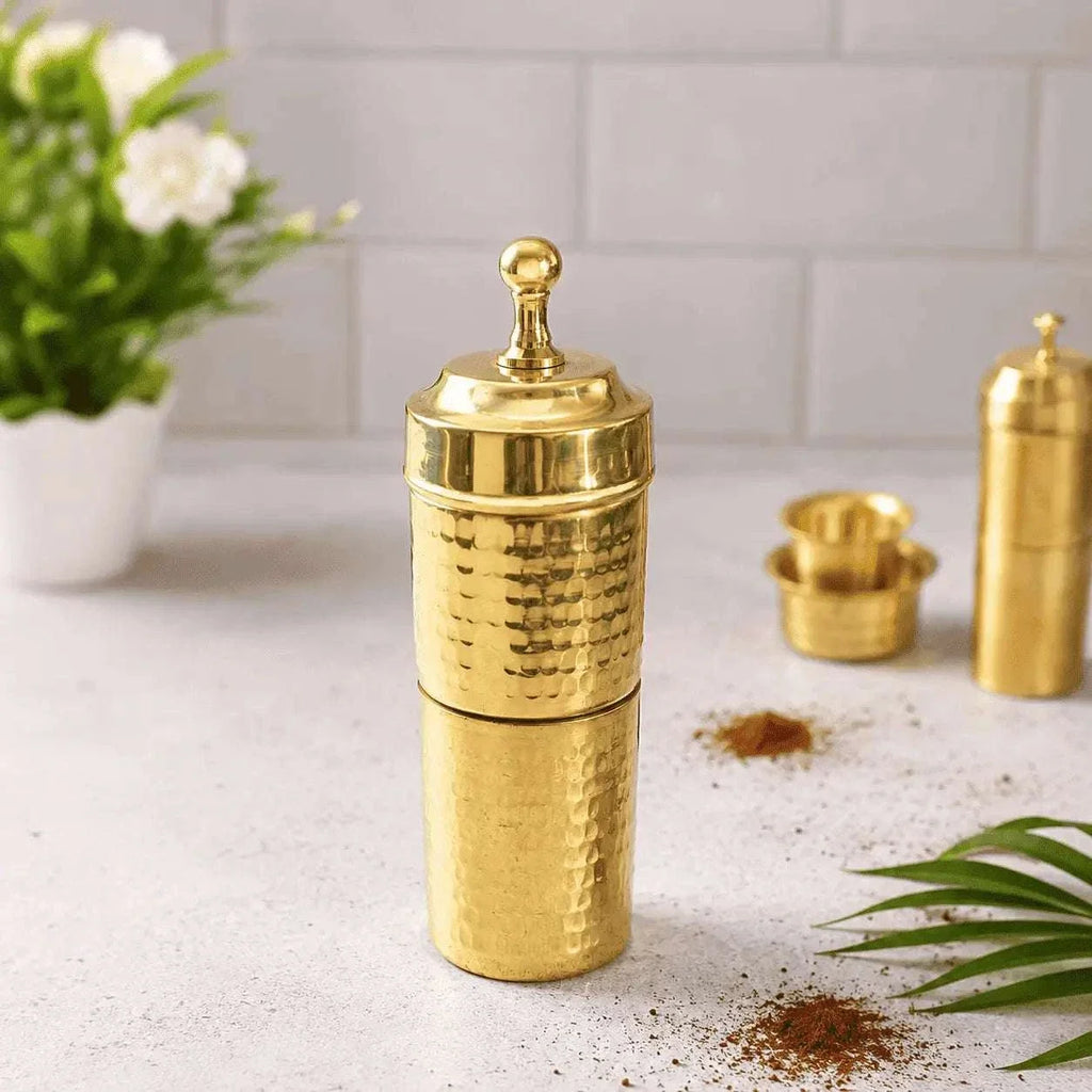 Brass Hammered Coffee Filter Machine (7.5 Inch) Vedansh Craft