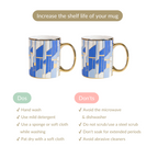 Set Of 2 Blue Gold Tea Cups With Gift Box 350ml Nestasia