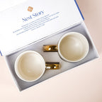 Set Of 2 Blue Gold Tea Cups With Gift Box 350ml Nestasia