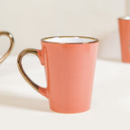 Fern Leaves Ceramic Mug Set Of 6 Coral Orange 350ml Nestasia