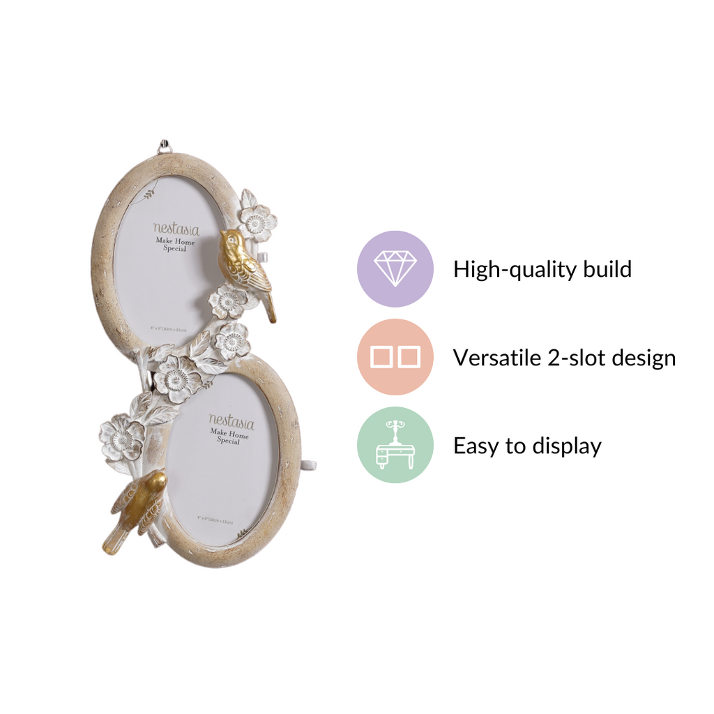 Bird Decor Wall Photo Frame 13"x6.5" Nestasia