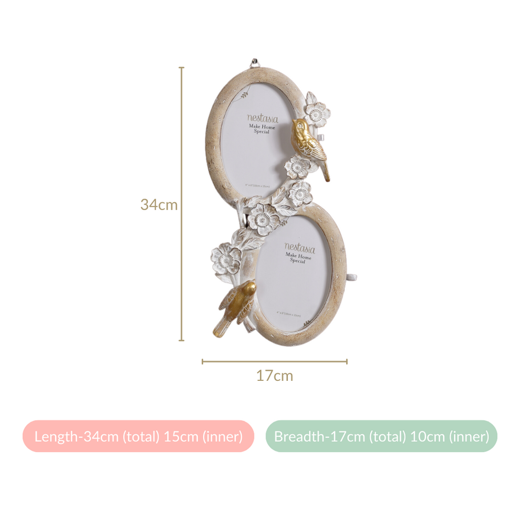 Bird Decor Wall Photo Frame 13"x6.5" Nestasia
