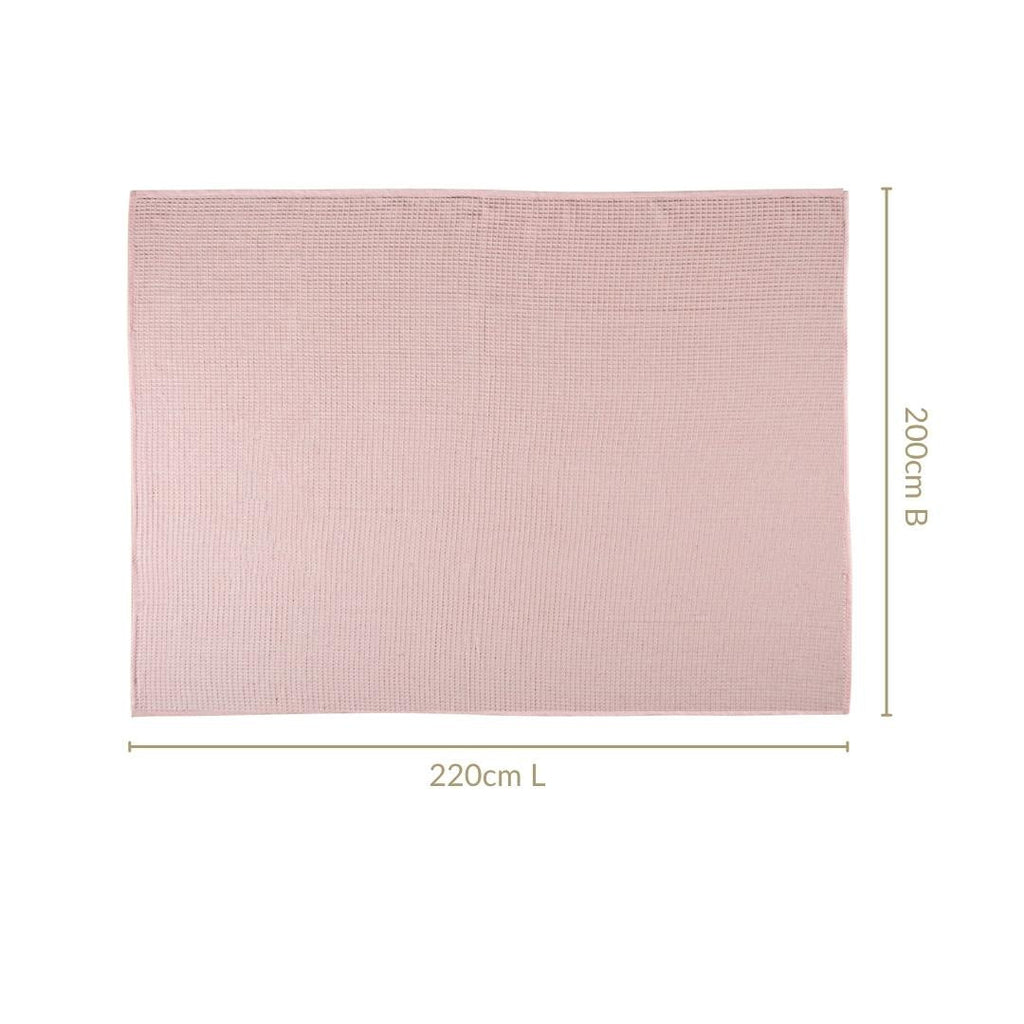 Combed Cotton Waffle Sofa Throw Blanket Pink 220x200cm Nestasia