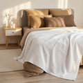 Combed Cotton Waffle Sofa Throw Blanket Pristine White 220x200cm Nestasia