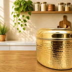 Brass Hammered Container With Lid Vedansh Craft