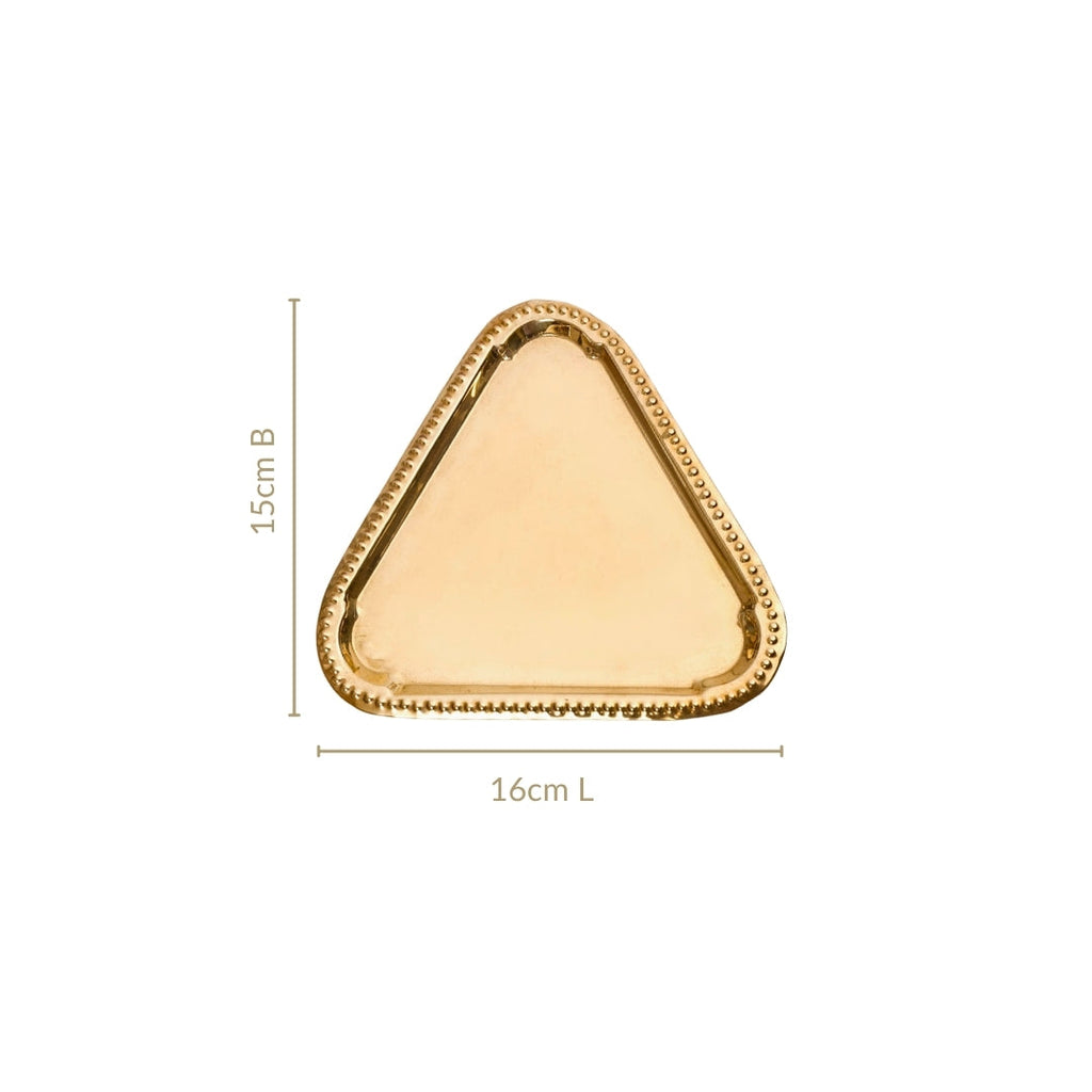 Veda Pure Brass Triangle Serving Platter Set Of 2 16x15cm Nestasia