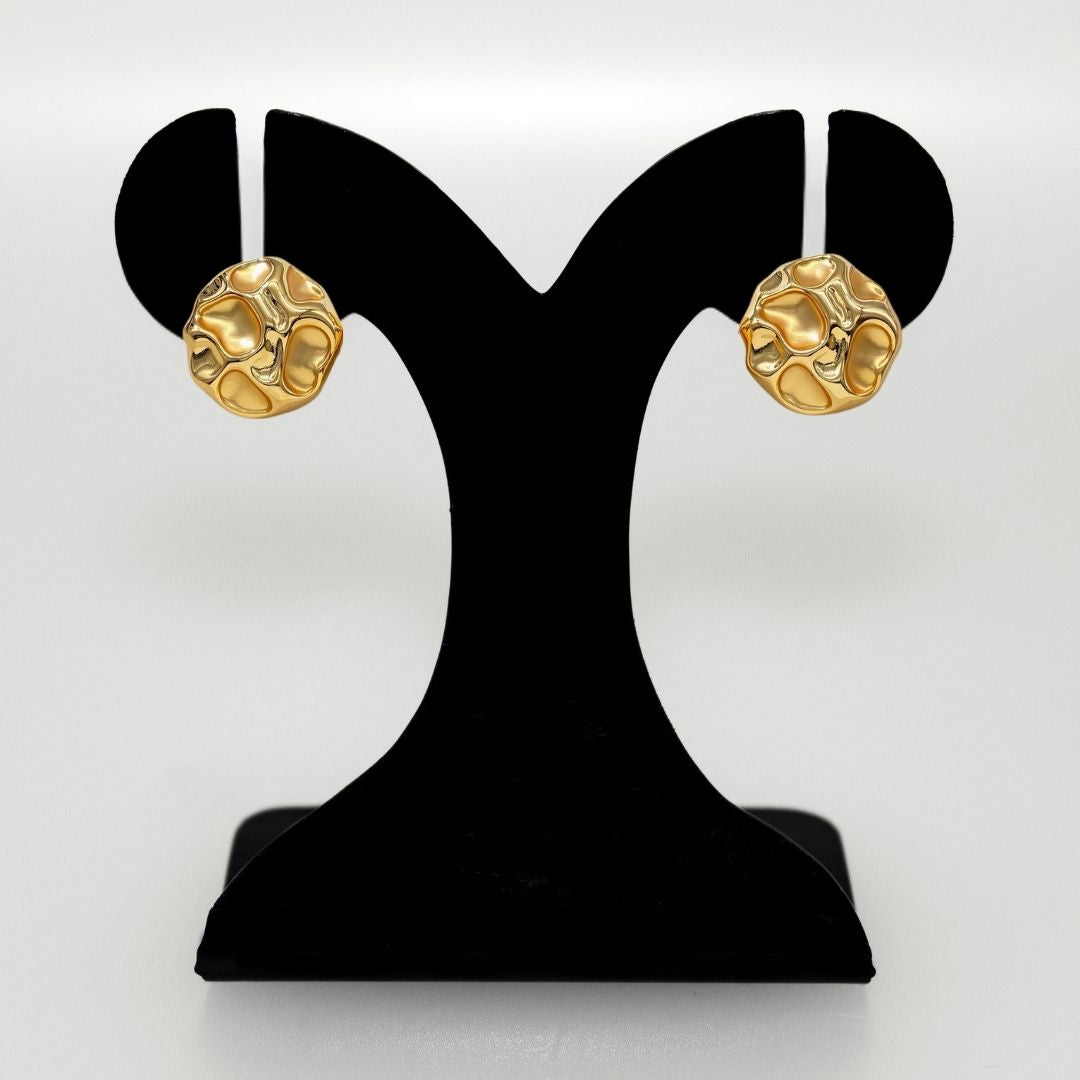 Cosmic Craters Studs Gold Nestasia
