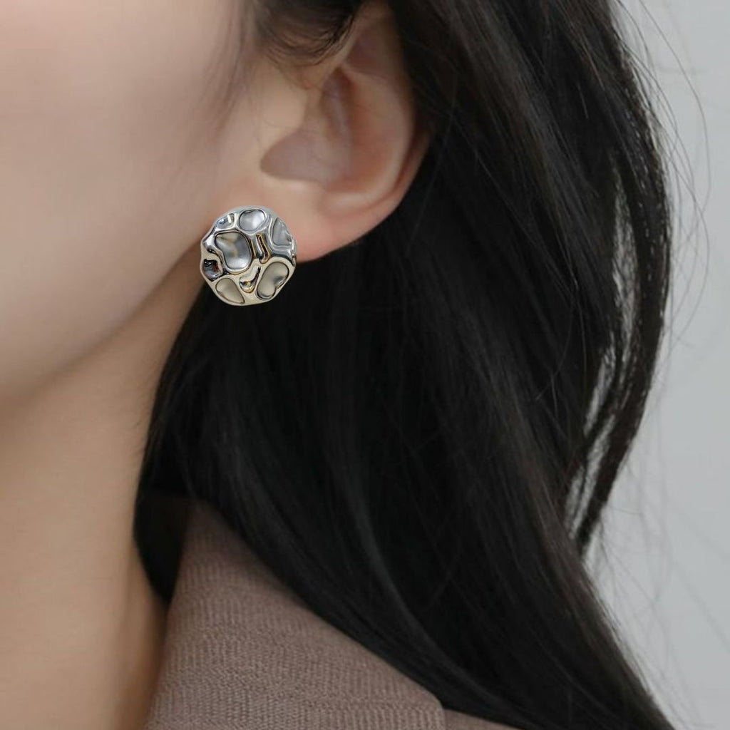 Cosmic Craters Studs Silver Nestasia