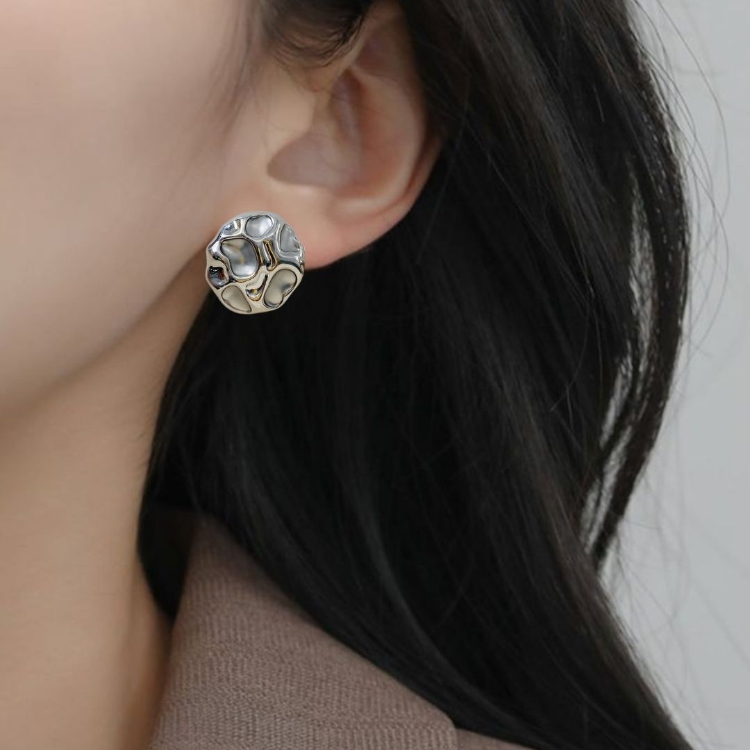 Cosmic Craters Studs Silver Nestasia