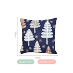 Festive Forest Dark Blue Embroidered Cushion Cover 40x40cm Nestasia