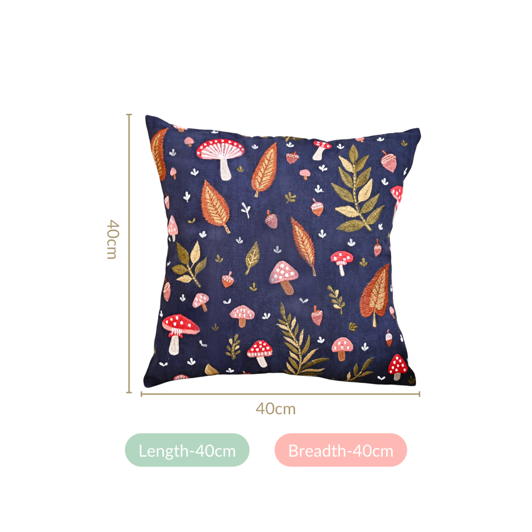 Enchanted Foliage Embroidered Sofa Cushion Cover 40x40cm Nestasia