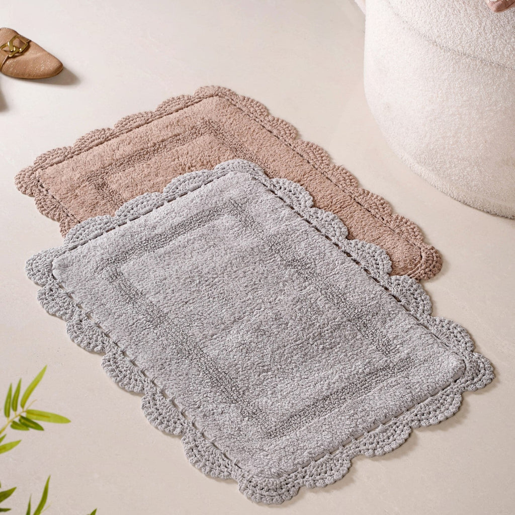 Plush Crochet Cotton Door Mats Set Of 2 29x21 Inch Nestasia