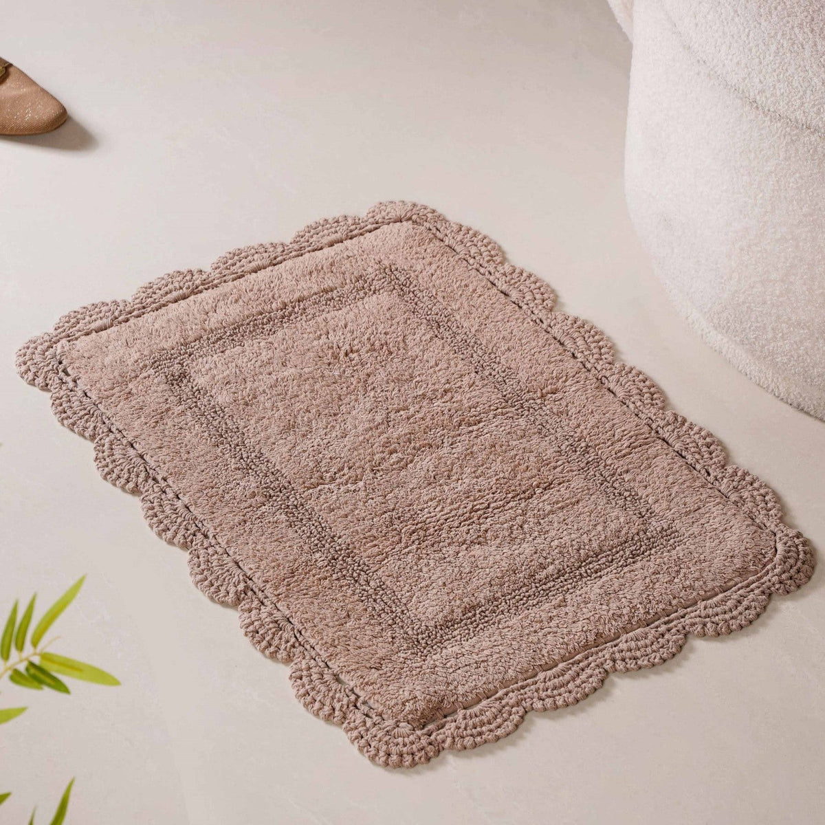 Plush Crochet Cotton Door Mats Set Of 2 29x21 Inch Nestasia