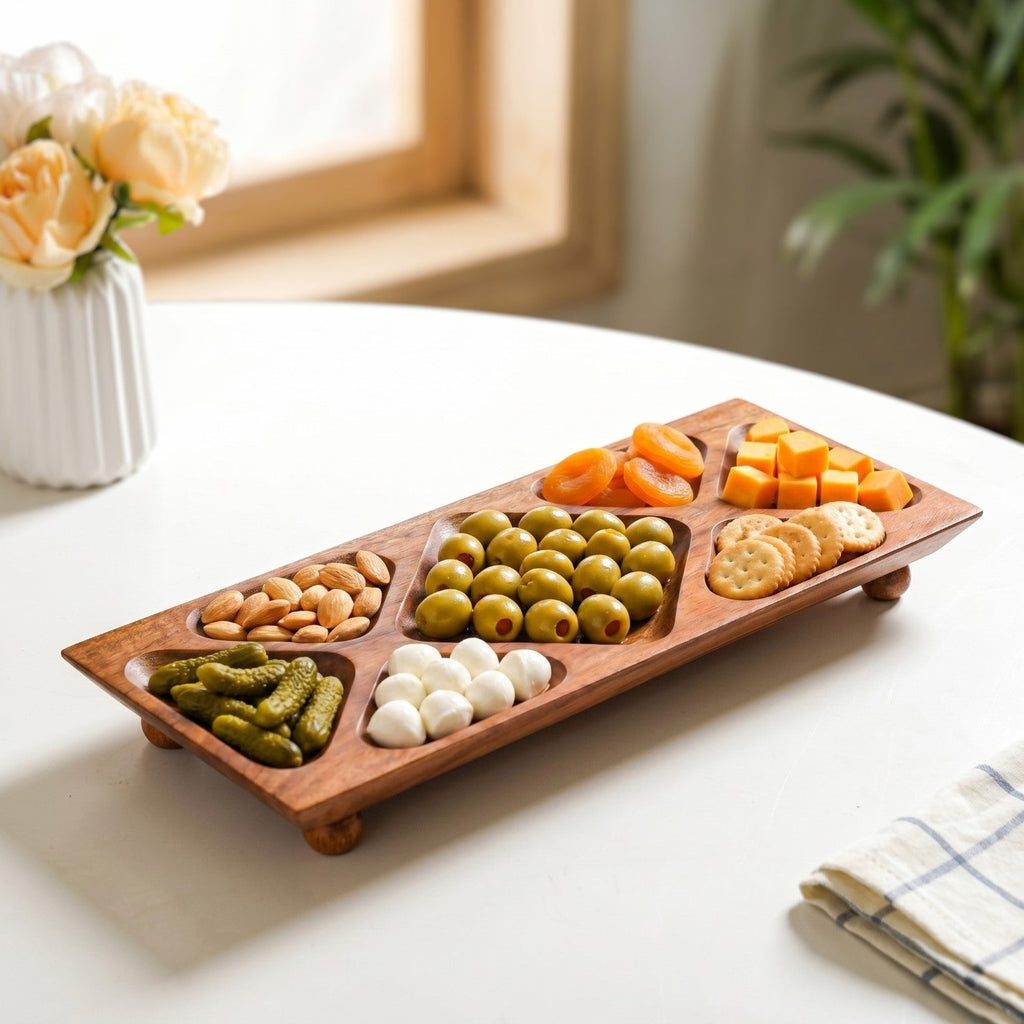 Nero Sectioned Serving Platter 43x18cm Nestasia