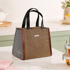 PackEase Houndstooth Pattern Lunch Box Bag For Office Brown Nestasia