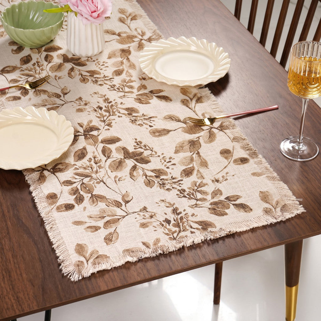 Rustic Foliage Cotton Table Runner 182x40cm Nestasia