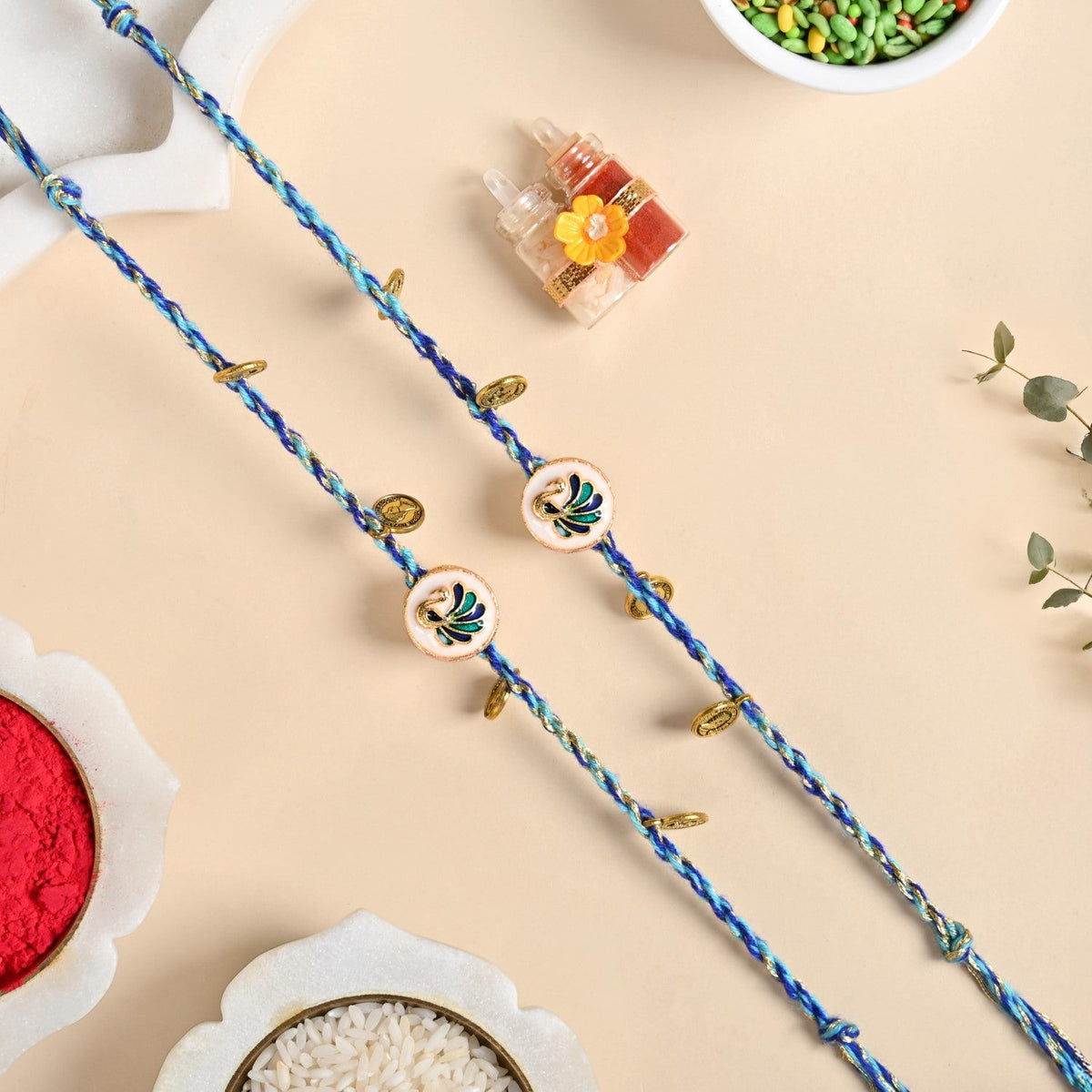 Peacock Rakhi Gift Set Nestasia