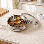 Engraved Stainless Steel Spice Box 7 Section Nestasia