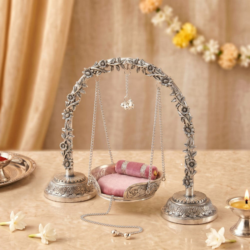 Silver Plated Brass Arch Laddoo Gopal Jhula Nestasia