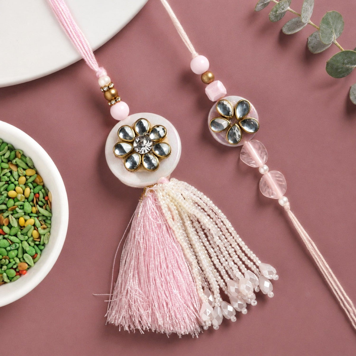 Rosetta Charm Rakhi And Lumba Gift Set Nestasia