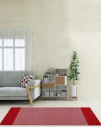 Natural Red Handloom Cotton Bedside Runner For Bedroom And Living Area
