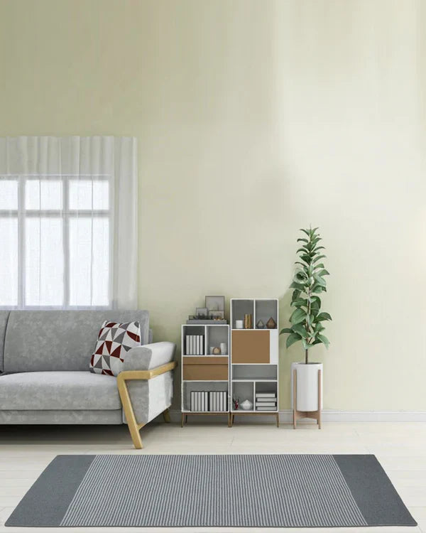 Natural Grey Handloom Cotton Bedside Runner For Bedroom And Living Area