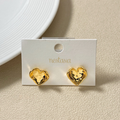 Crinkled Gold Heart Earrings Nestasia