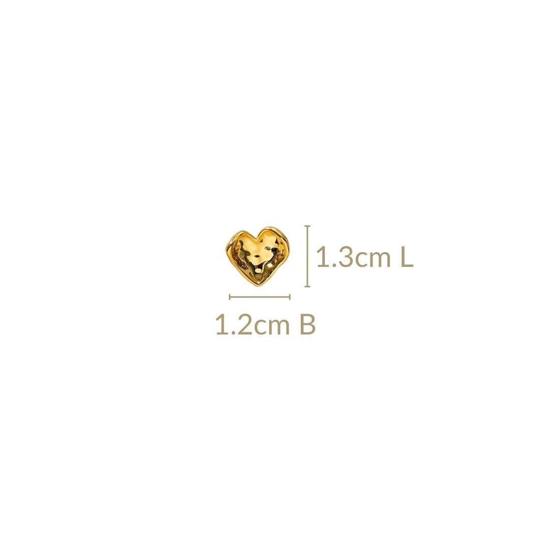Crinkled Gold Heart Earrings Nestasia