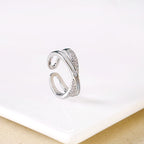 Criss Cross Silver Stone Ring Nestasia