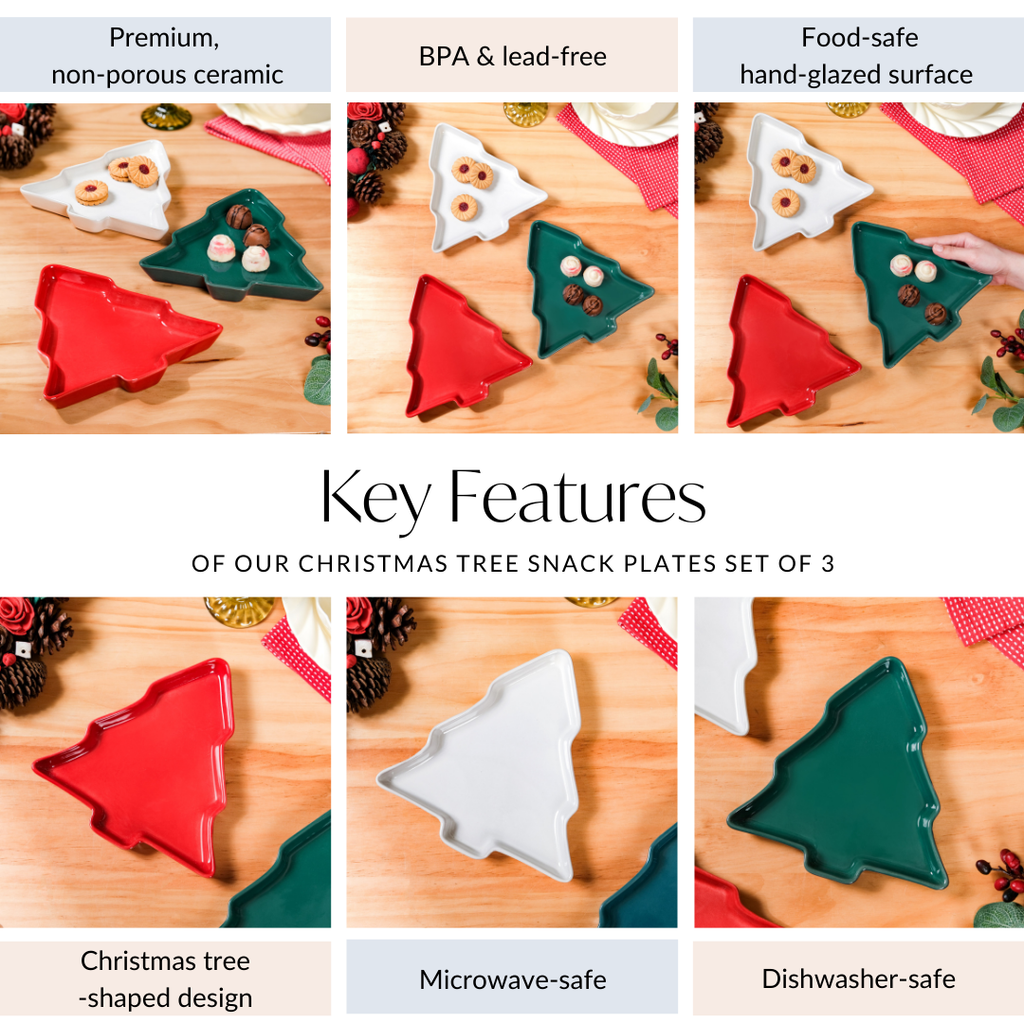 Christmas Tree Snack Plates Set Of 3 Nestasia