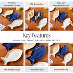 Fish Ceramic Platter Set Of 3 Nestasia