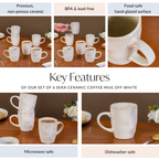 Set Of 6 Sera Ceramic Coffee Mug Off White 250ml Nestasia